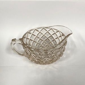 Vintage blush pink depression diamond cut criss cross creamer pitcher